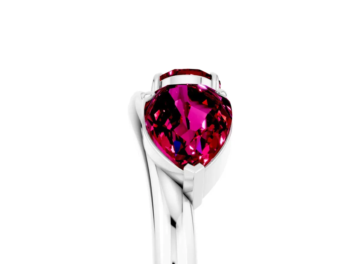Two-Stone Pear Garnet Bypass Ring with Prong Setting Silver