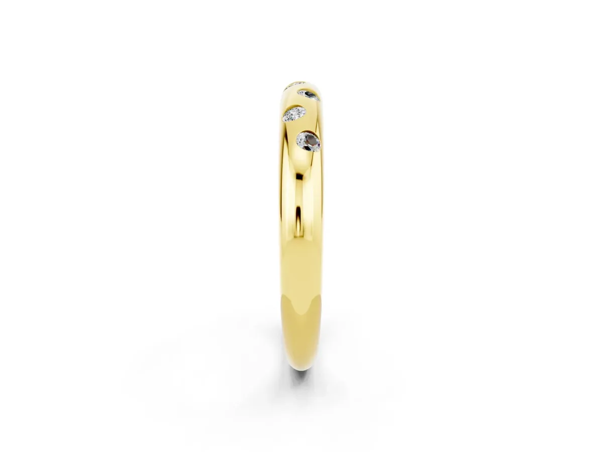 Round Moissanite Flush-Set Comfort Fit Band Yellow gold