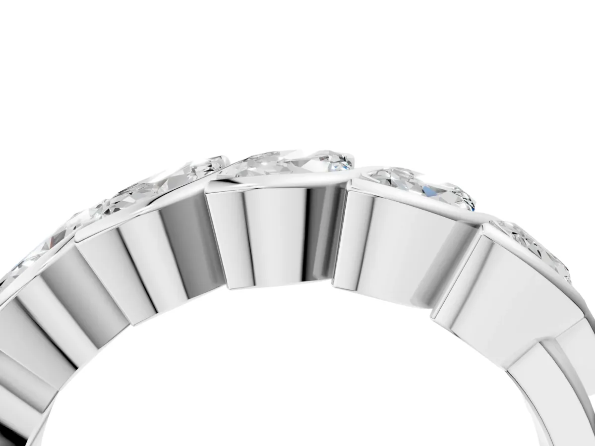Marquise Diamond Wave Band with Channel Setting Silver