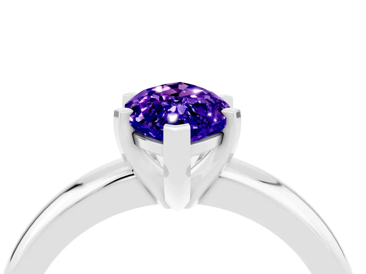 Marquise Cut Tanzanite Solitaire Engagement Ring with Round Band and Four-Prong Setting Silver