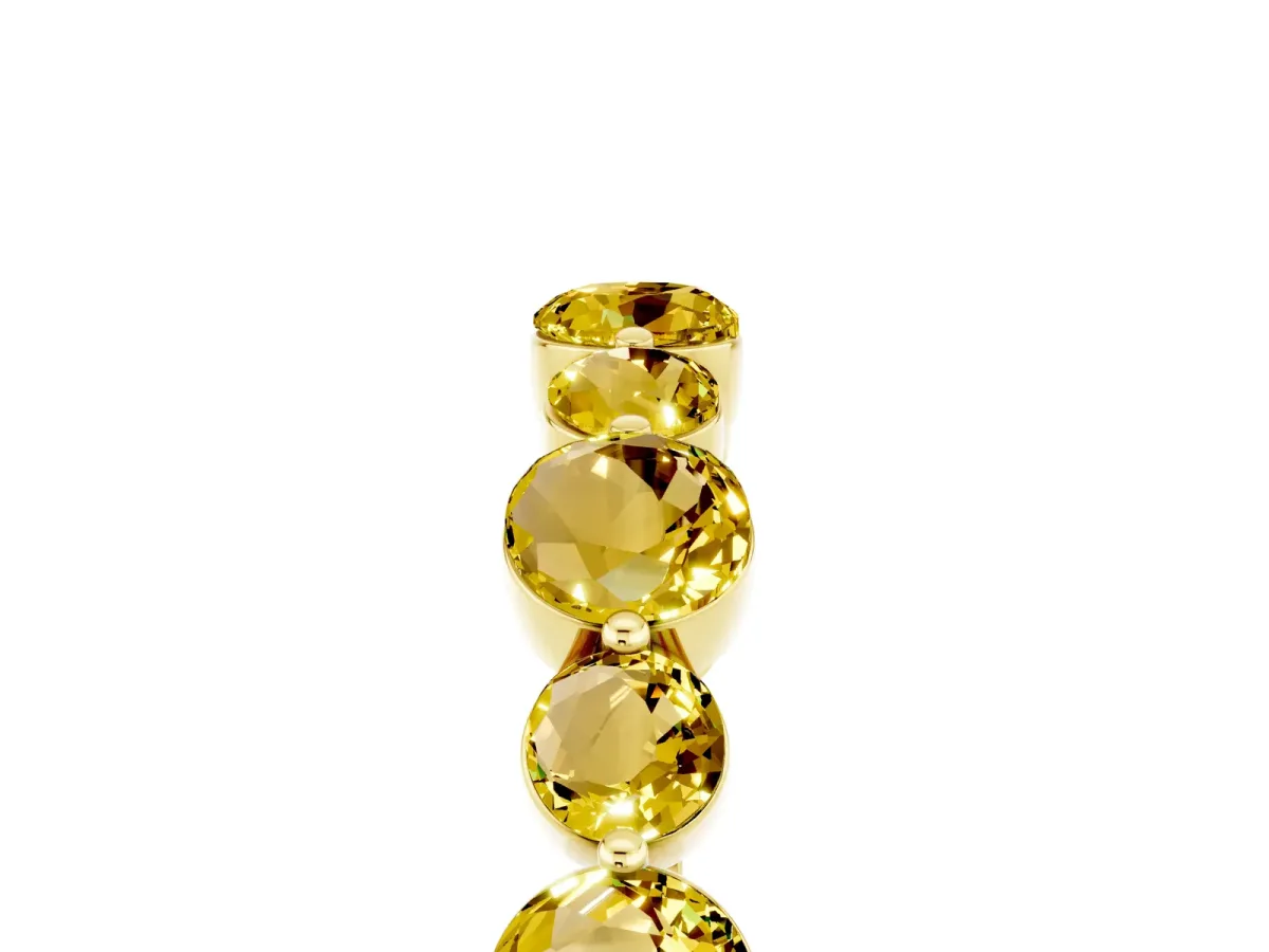 Round Yellow Sapphire Scalloped Prong Set Eternity Band Yellow gold