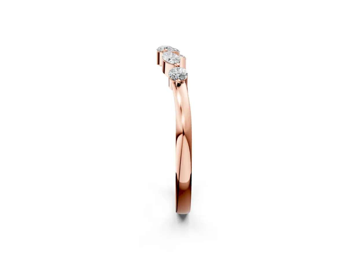 Round and Marquise Diamond Half Eternity Band with Prong Setting Rose gold