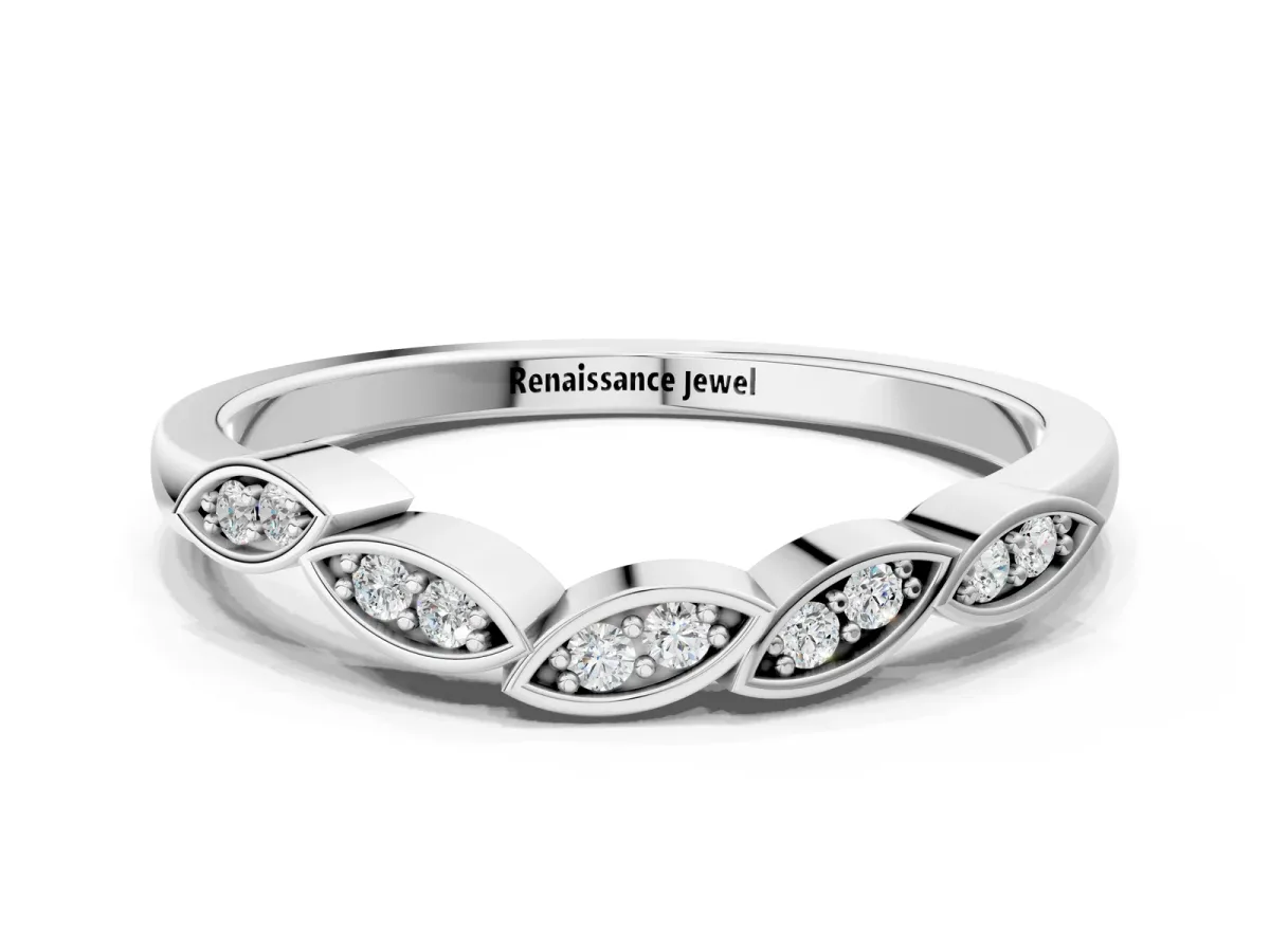 Marquise Diamond Leaf Eternity Band with Bezel Setting Platinum