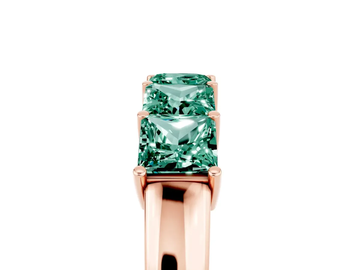 Princess Cut Five-Stone Green Sapphire Band with Prong Setting Rose gold