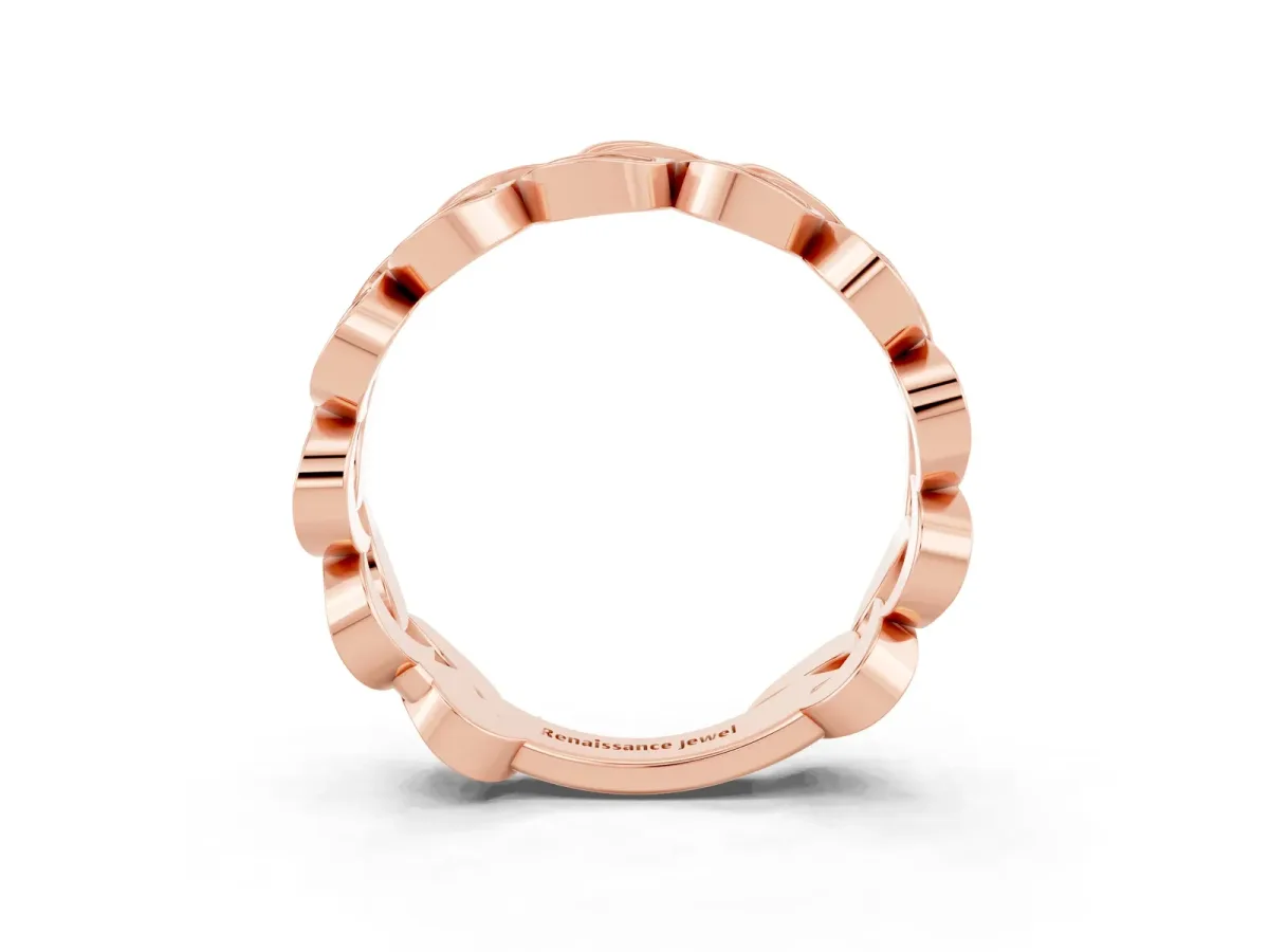 Pavé Round Amethyst Interlocking Eternity Band with Bezel Prong Setting Rose gold