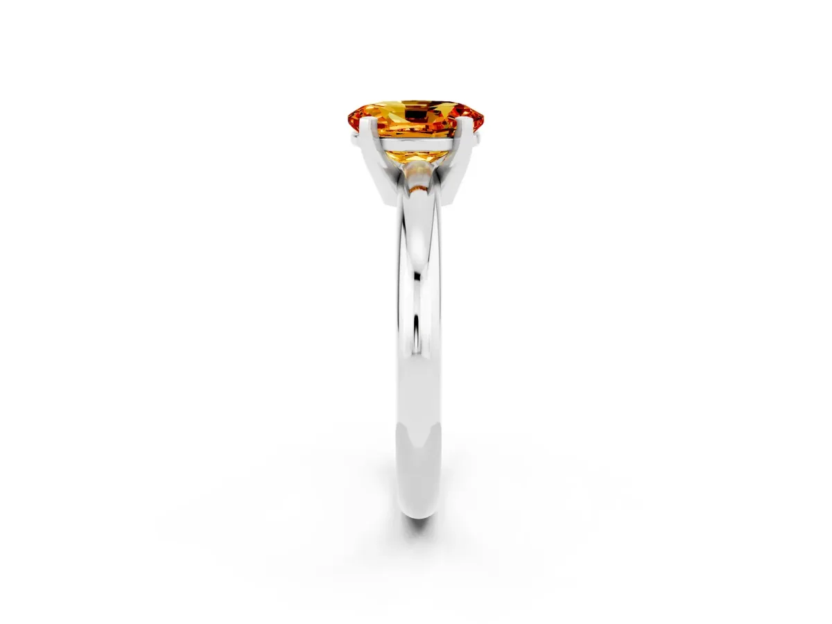 Oval Cut Citrine Solitaire Engagement Ring with Round Band and Four-Prong Setting Silver