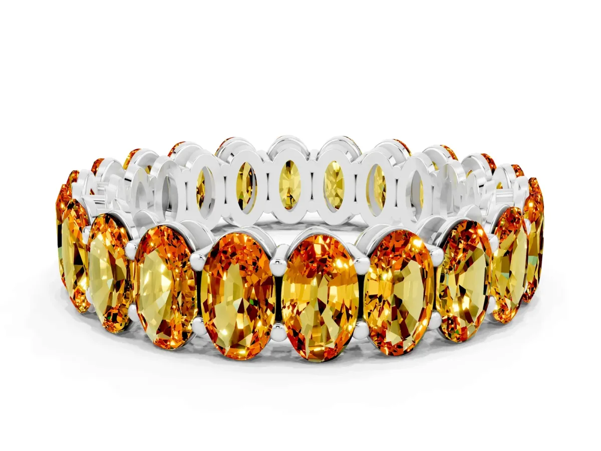 Oval Cut Citrine Eternity Band with Shared Prong Setting Platinum