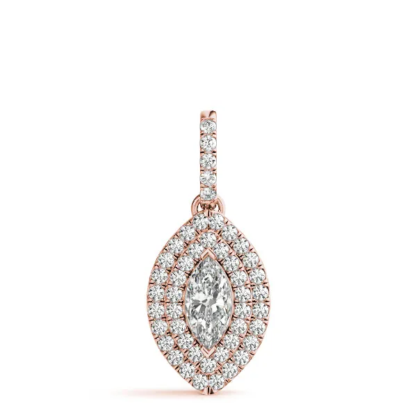 Marquise Diamond Halo Pendant with Pavé Setting Rose gold