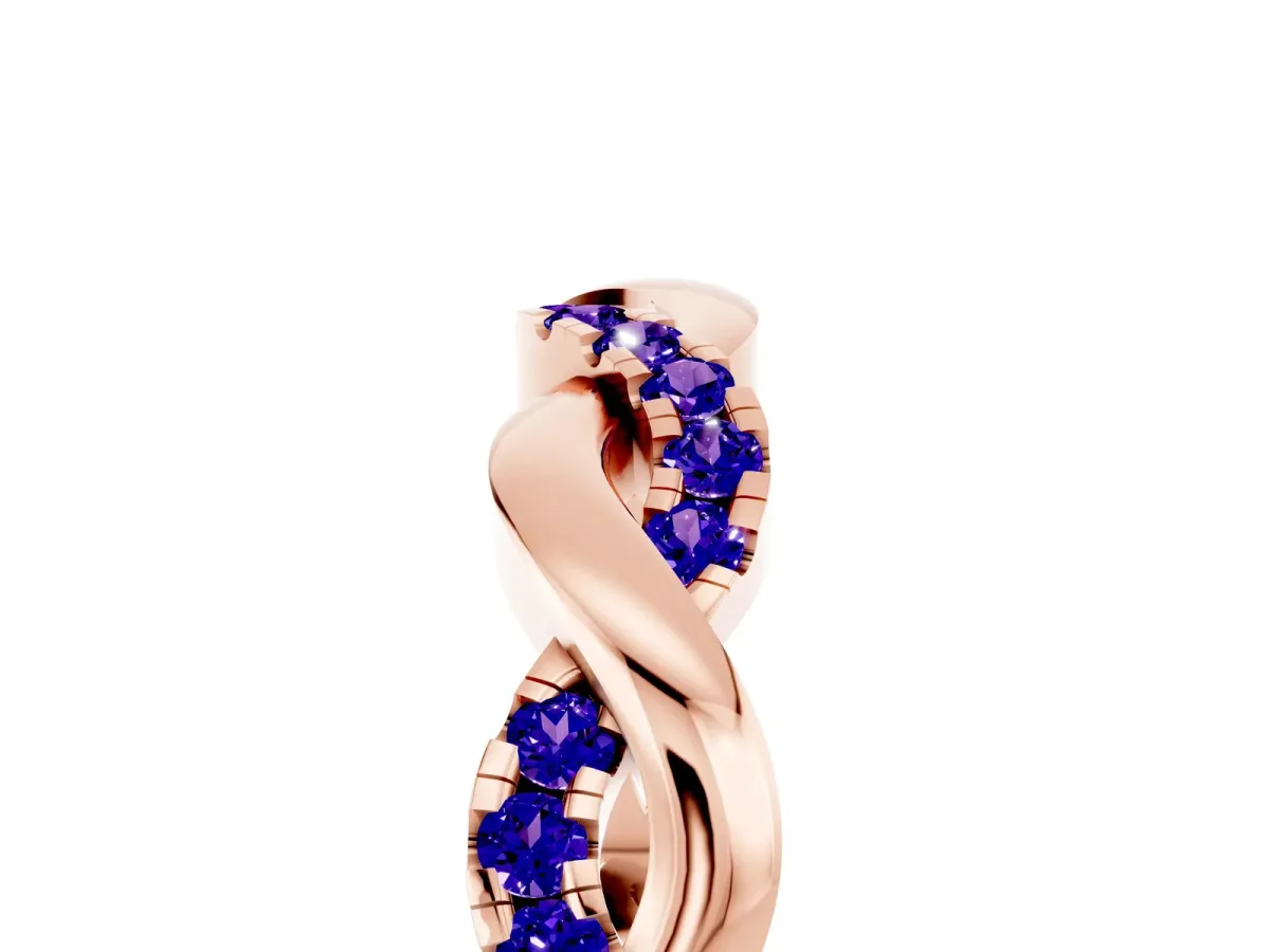 Pavé Round Tanzanite Twist Eternity Band with Shared Prong Setting Rose gold
