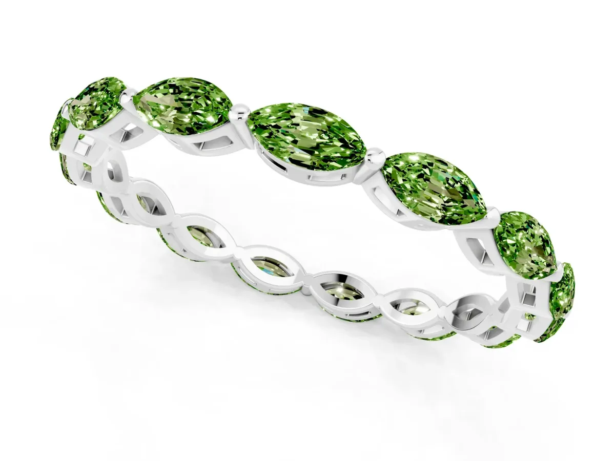 Marquise Peridot Eternity Band with U-Prong Setting Platinum