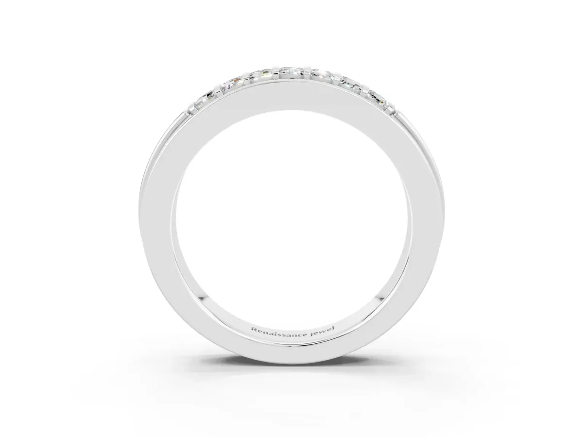 Bar-Set Princess Cut Moissanite Pavé Band Platinum