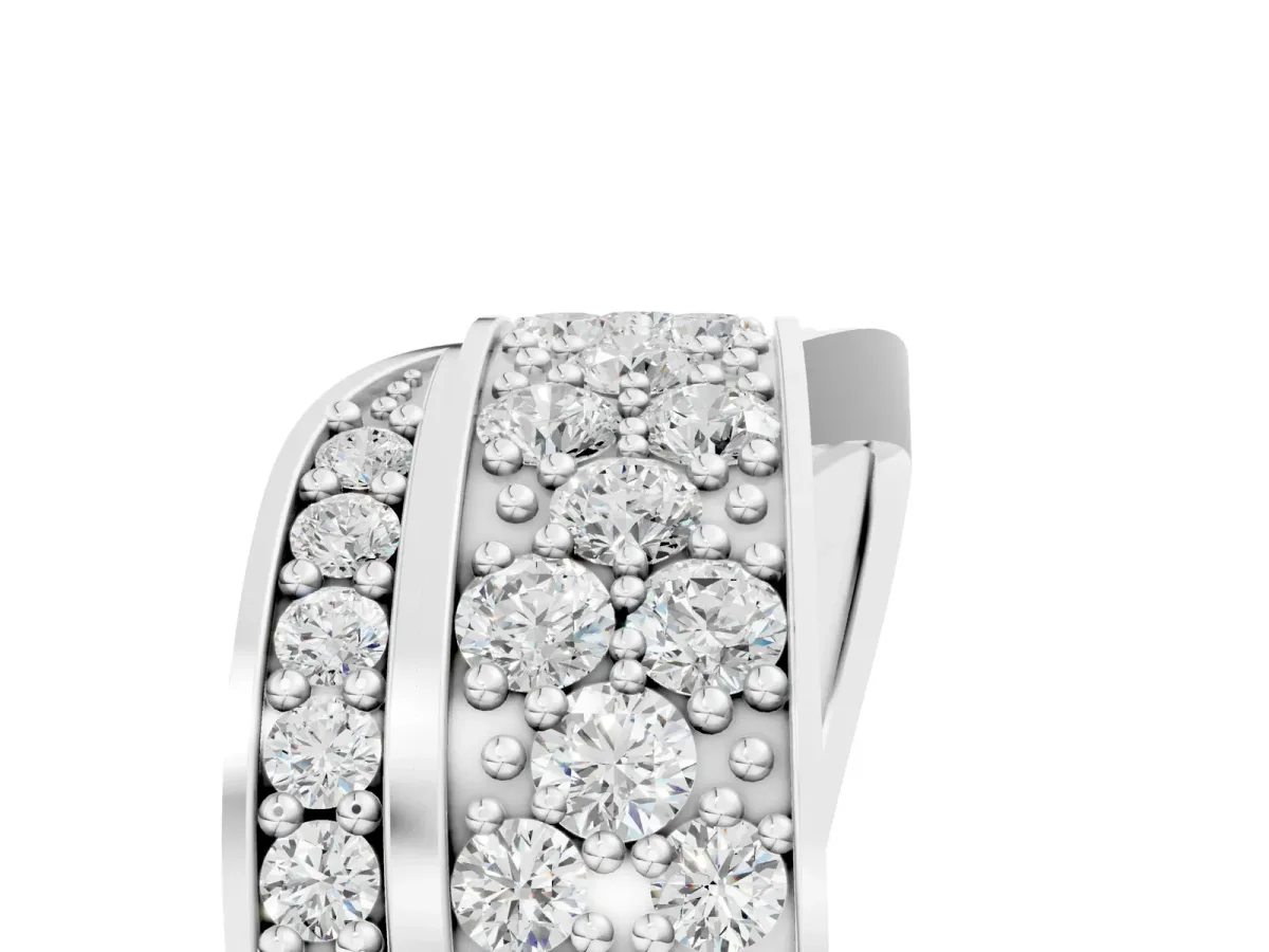 Pavé Round Diamond Crossover Band with Bead Prong Setting White gold