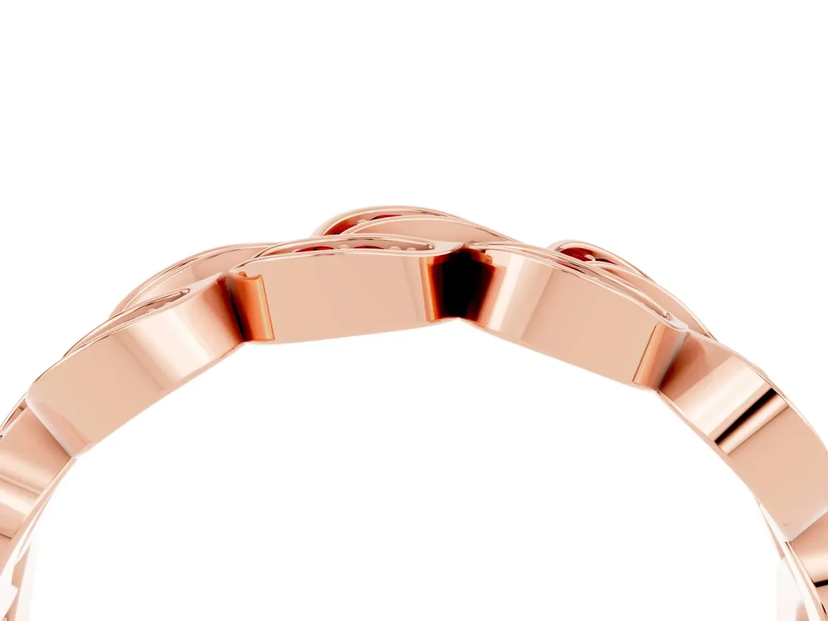 Pavé Round Ruby Interlocking Eternity Band with Bezel Prong Setting Rose gold