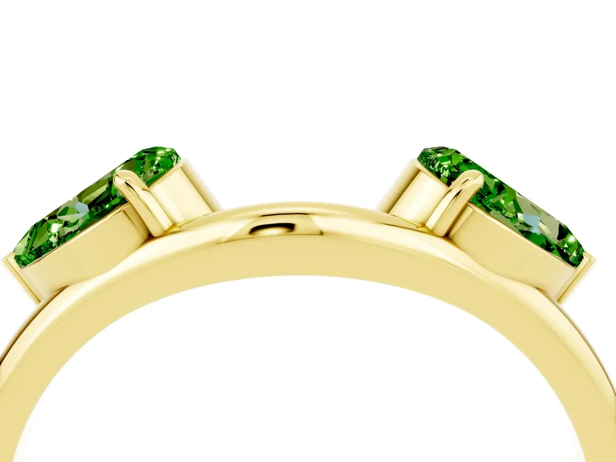 Two-Stone Pear Peridot Bypass Ring with Prong Setting Yellow gold