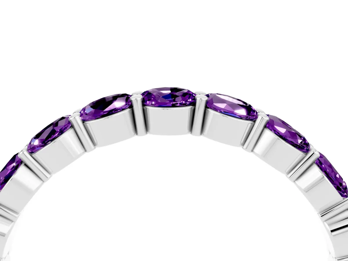 Round Amethyst Eternity Band with U-Prong Setting Silver