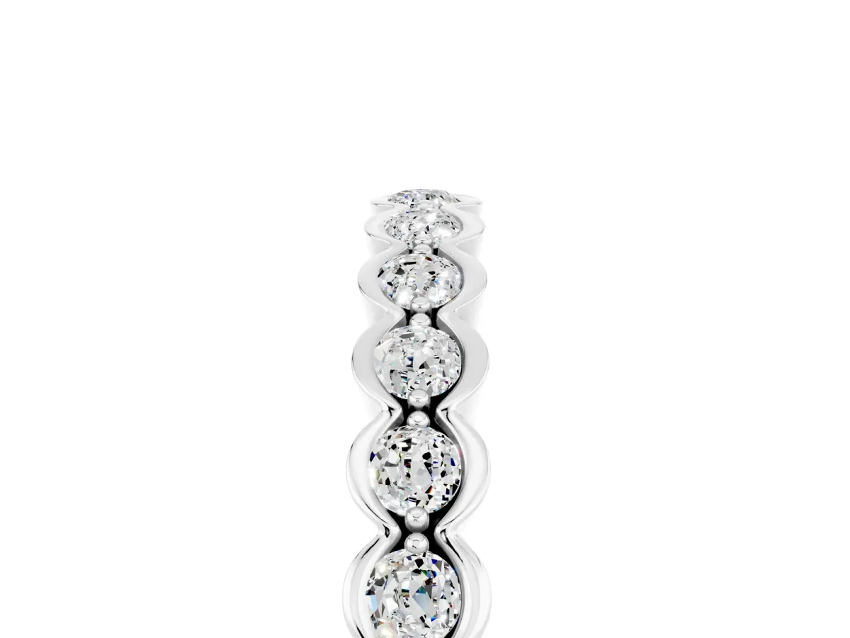 Round Moissanite Bezel Set Eternity Band White gold