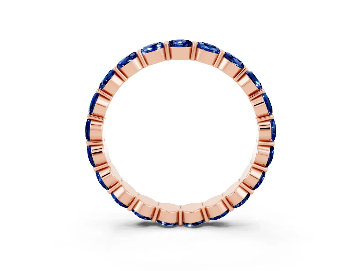 Round Blue Sapphire Eternity Band with U-Prong Setting Rose gold