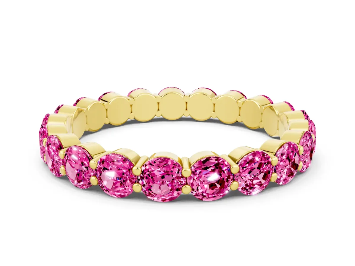 Round Pink Sapphire Eternity Band with U-Prong Setting Yellow gold
