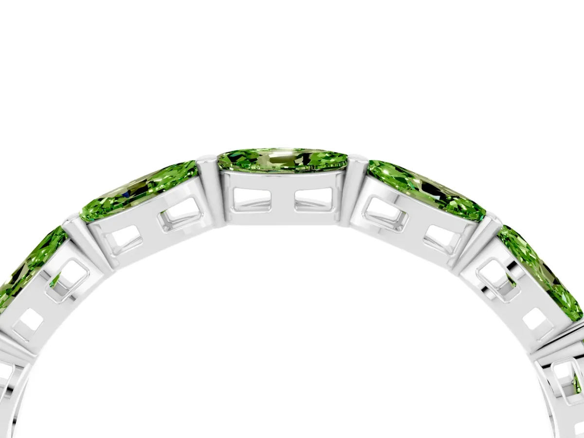 Marquise Peridot Eternity Band with U-Prong Setting Platinum