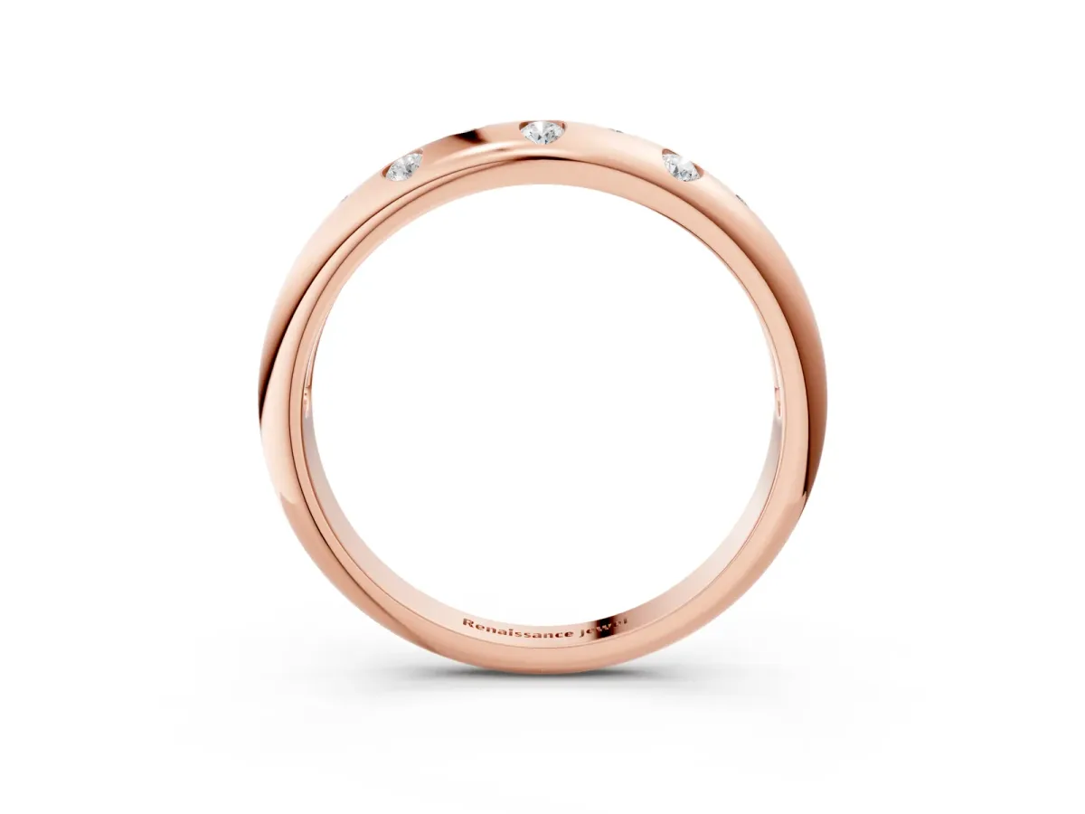 Round Diamond Flush-Set Comfort Fit Band Rose gold