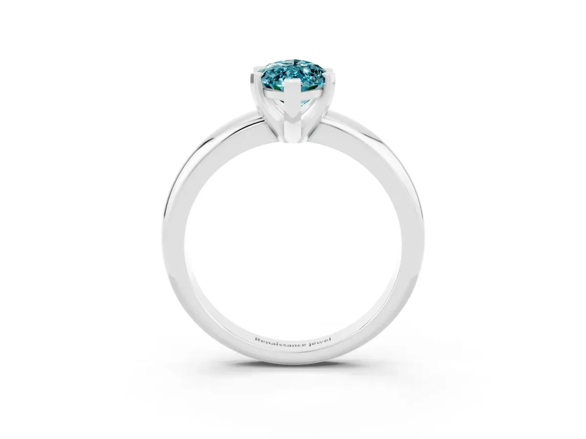 Marquise Cut Blue Topaz Solitaire Engagement Ring with Round Band and Four-Prong Setting Silver