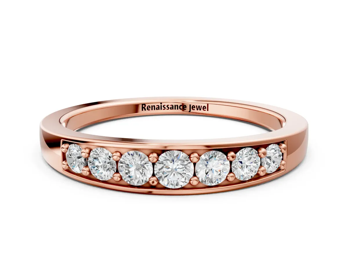 Channel-Set Round Diamond Comfort Fit Band Rose gold