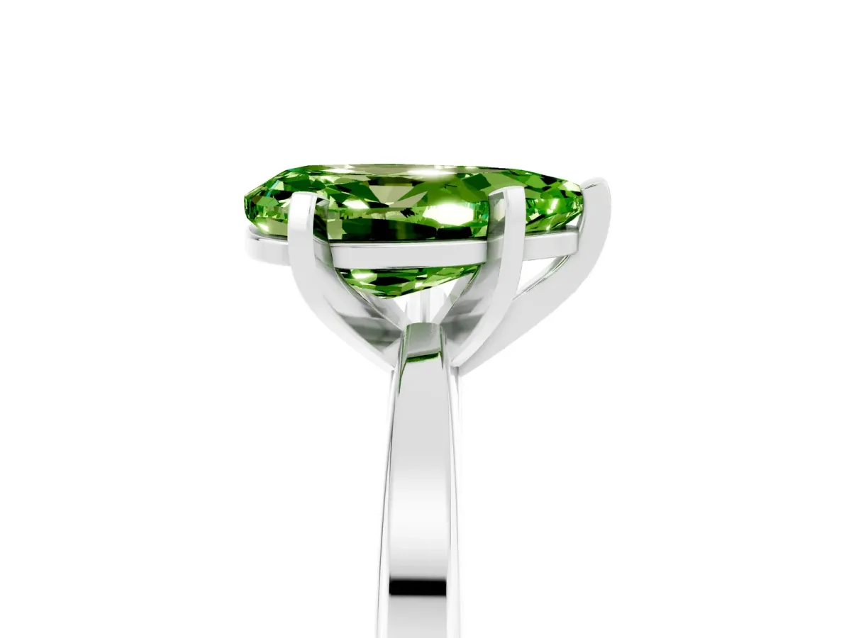 Pear Cut Peridot Solitaire Engagement Ring with Classic Band and Four-Prong Setting White gold