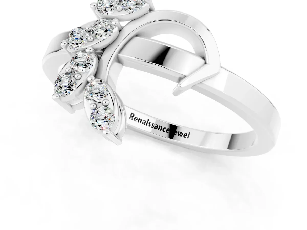 Marquise Moissanite Cluster Bypass Ring with Prong Setting Platinum