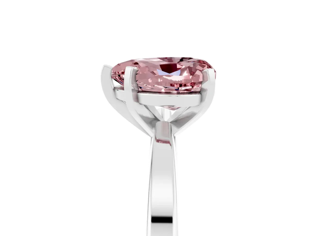 Heart Cut Morganite Solitaire Engagement Ring with Classic Band and Four-Prong Setting Platinum