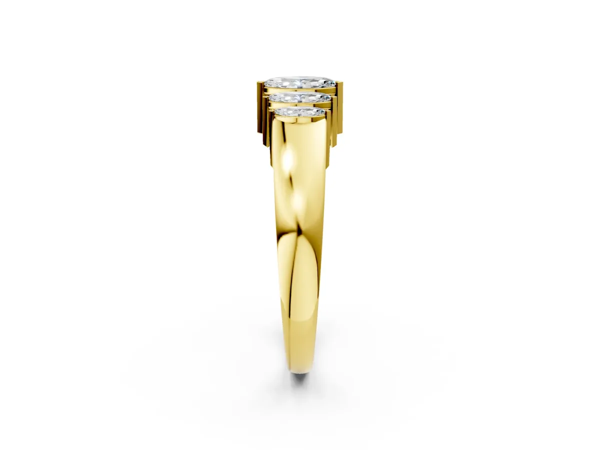 Five-Stone Marquise Diamond Bar Set White Gold Band Yellow gold