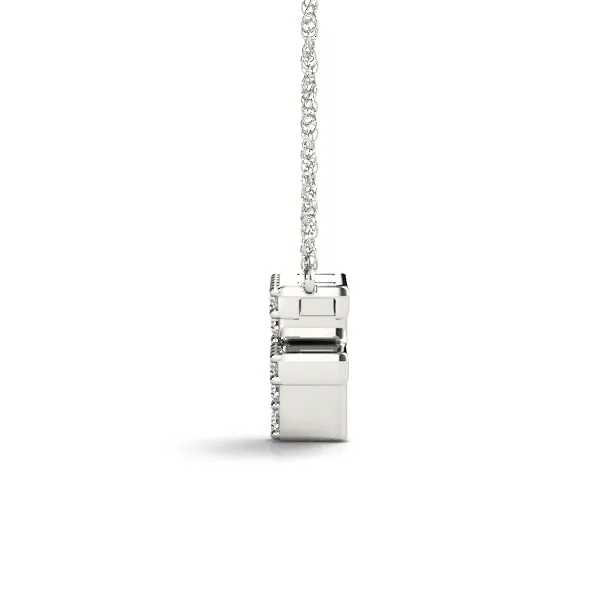 Pavé Round Diamond Letter F Initial Pendant Silver