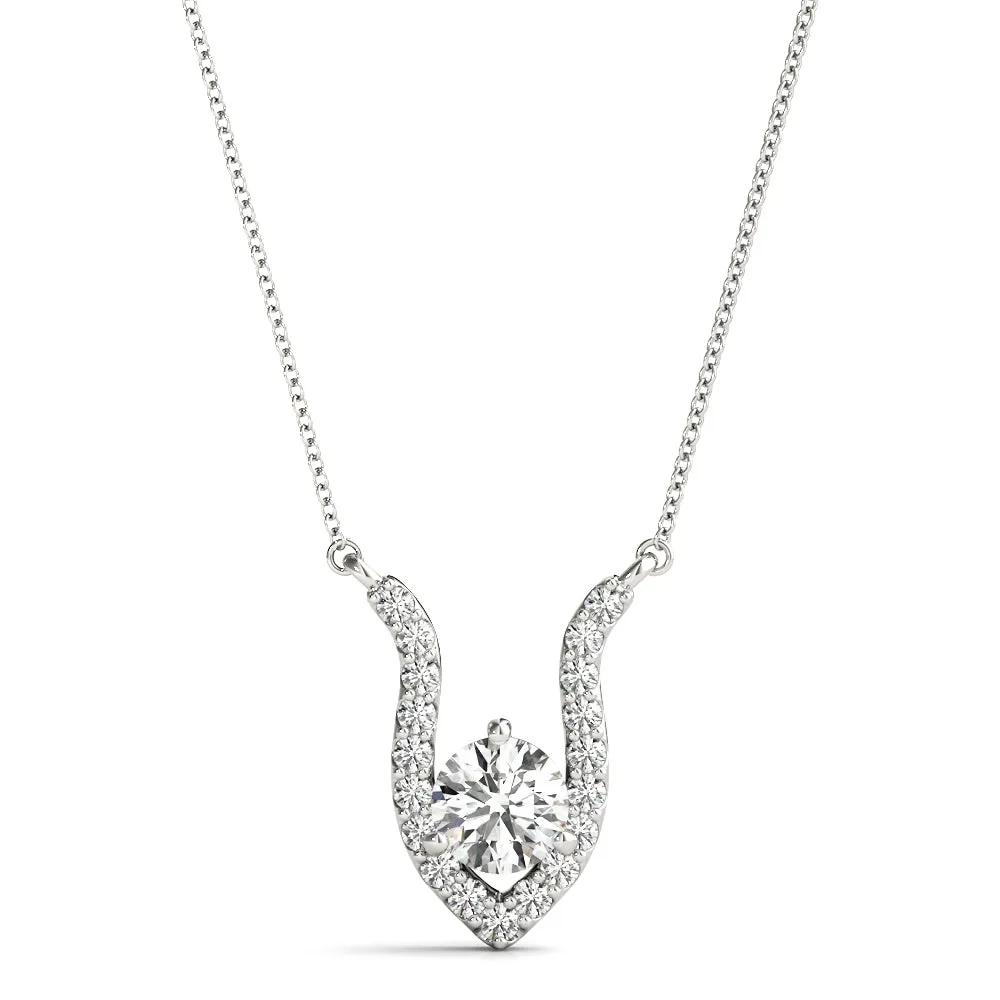 Round Brilliant Halo Prong-Set Pendant Silver