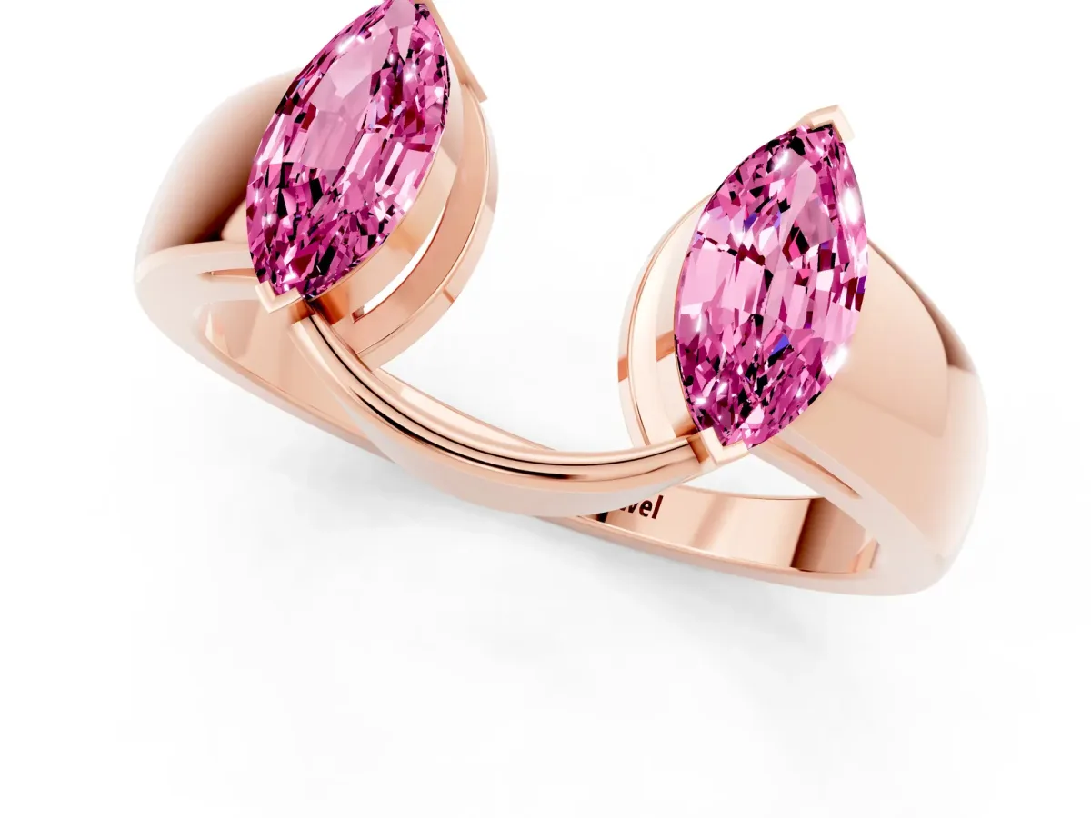 Marquise Pink Sapphire Open Band Ring with Tension Setting Rose gold