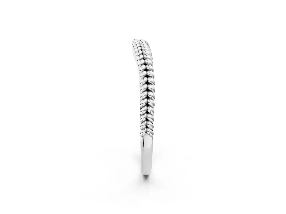 Braided Milgrain White Gold Contour Band White gold