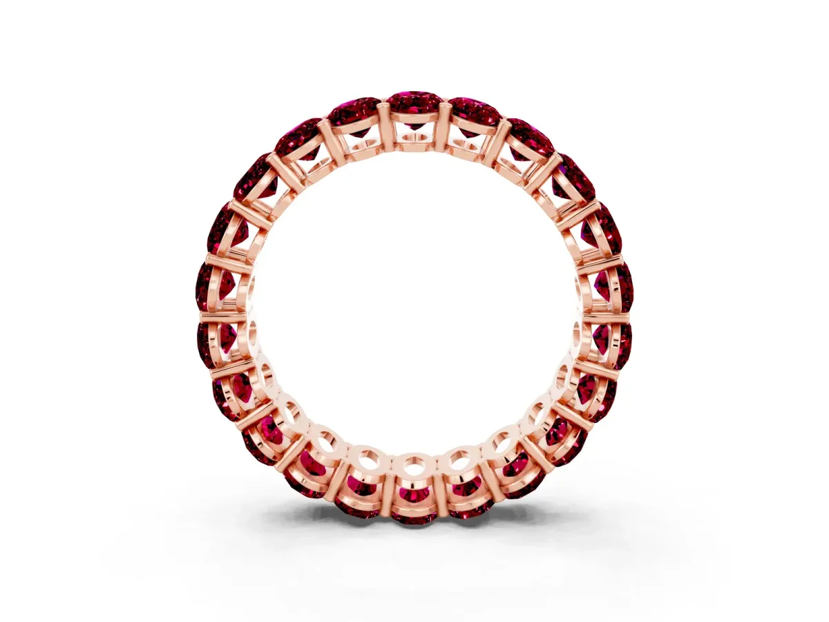 Oval Cut Garnet Eternity Band with Shared Prong Setting Rose gold