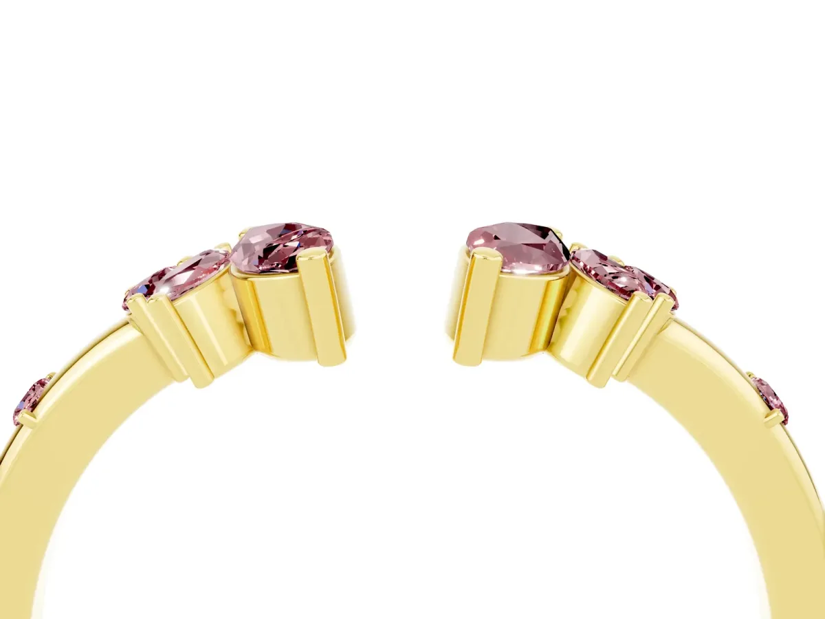 Open Marquise Cluster Morganite Band with Prong Setting Yellow gold