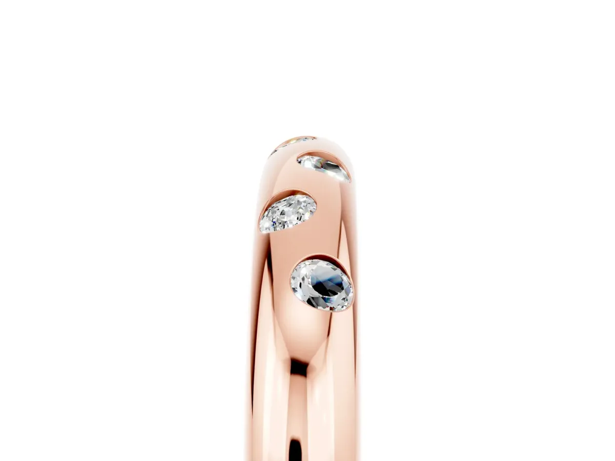 Round Moissanite Flush-Set Comfort Fit Band Rose gold