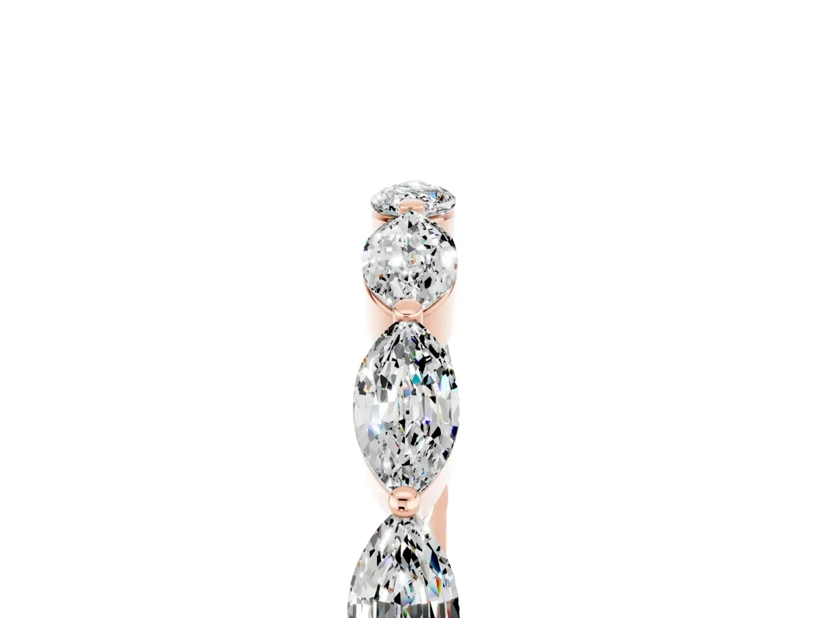 Marquise Moissanite Half Eternity Band with Prong Setting Rose gold