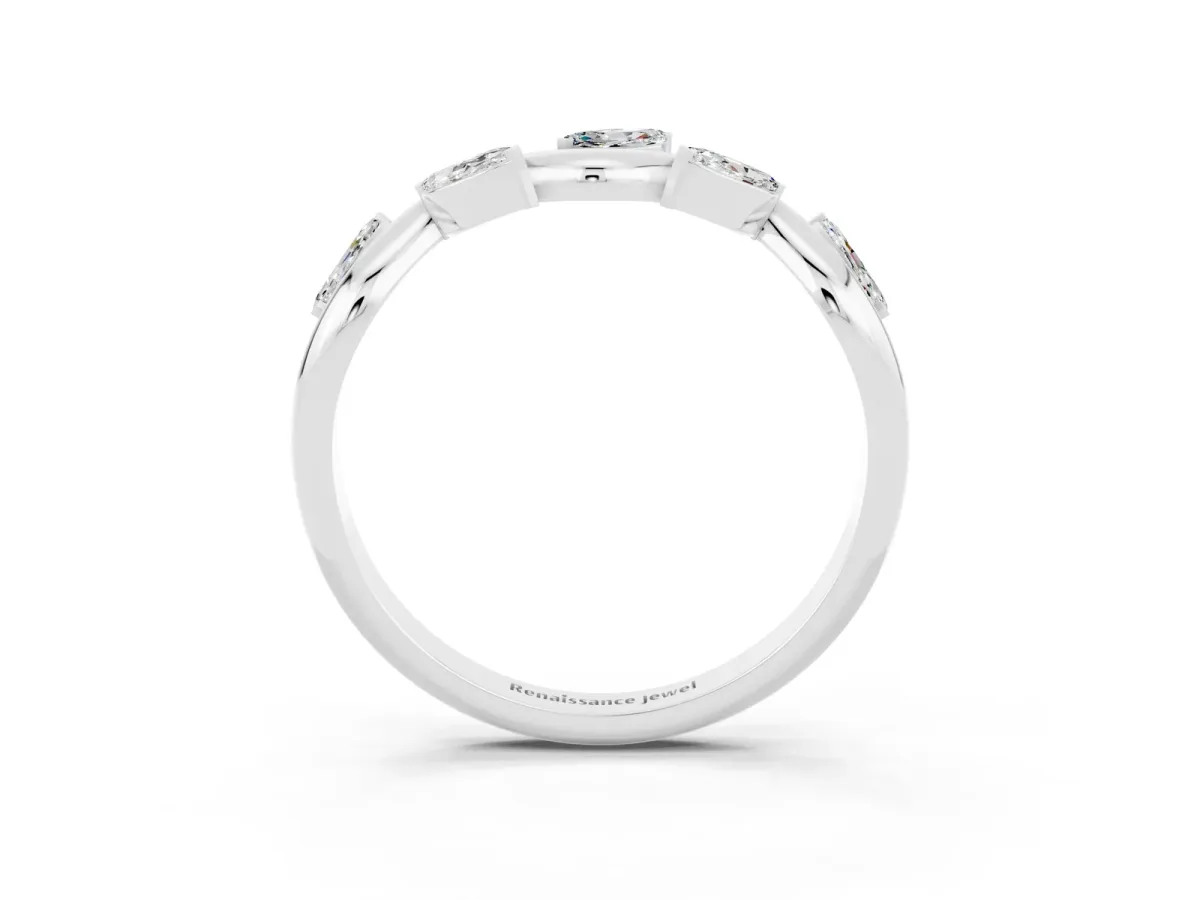 Marquise Moissanite Twisted Band with Prong Setting Silver