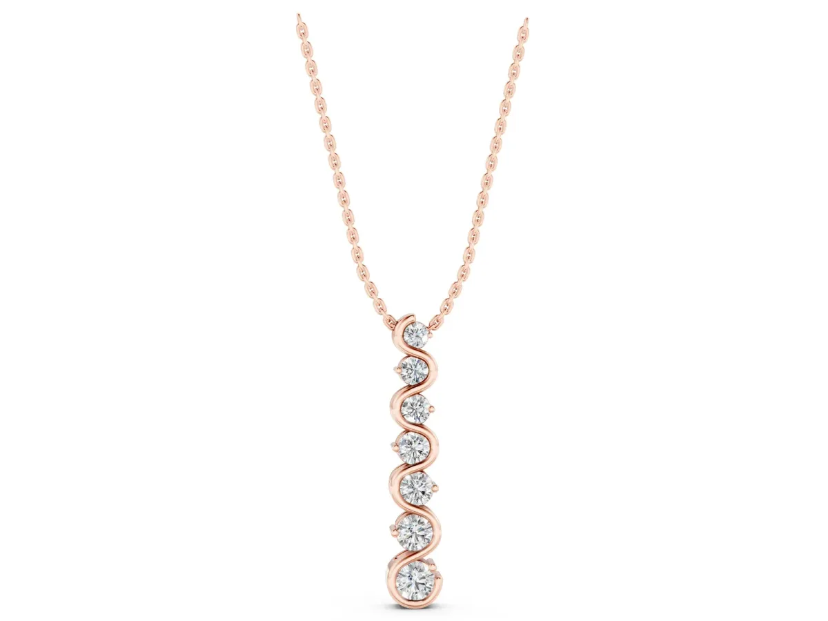 Round Diamond S-Curve Prong Set Pendant Rose gold