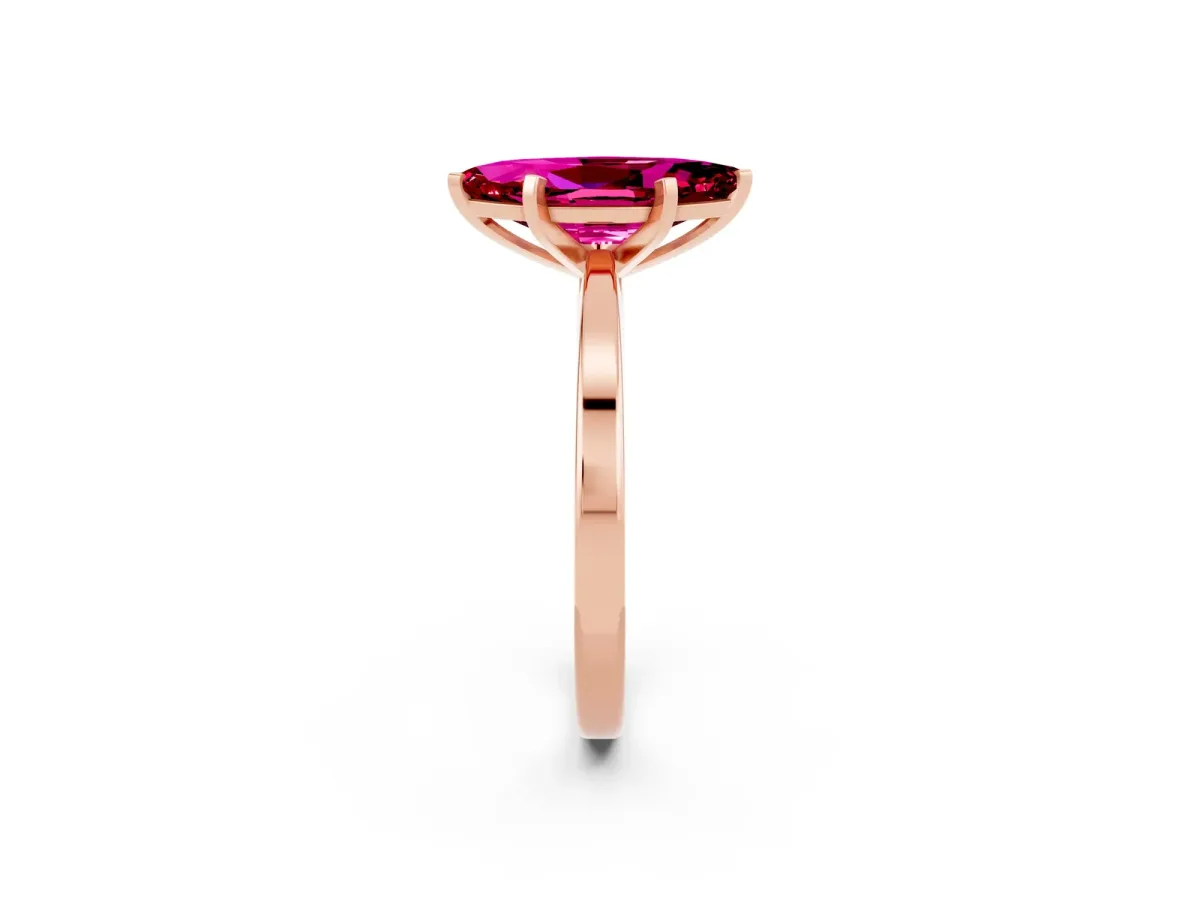 Marquise Cut Garnet Solitaire Engagement Ring with Classic Band and Four-Prong Setting Rose gold