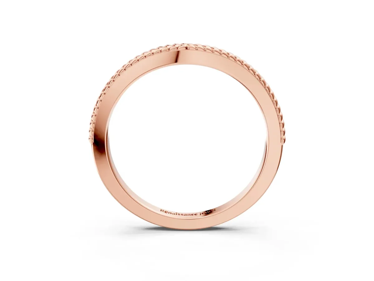 Milgrain Twist Contour Wedding Band Rose gold