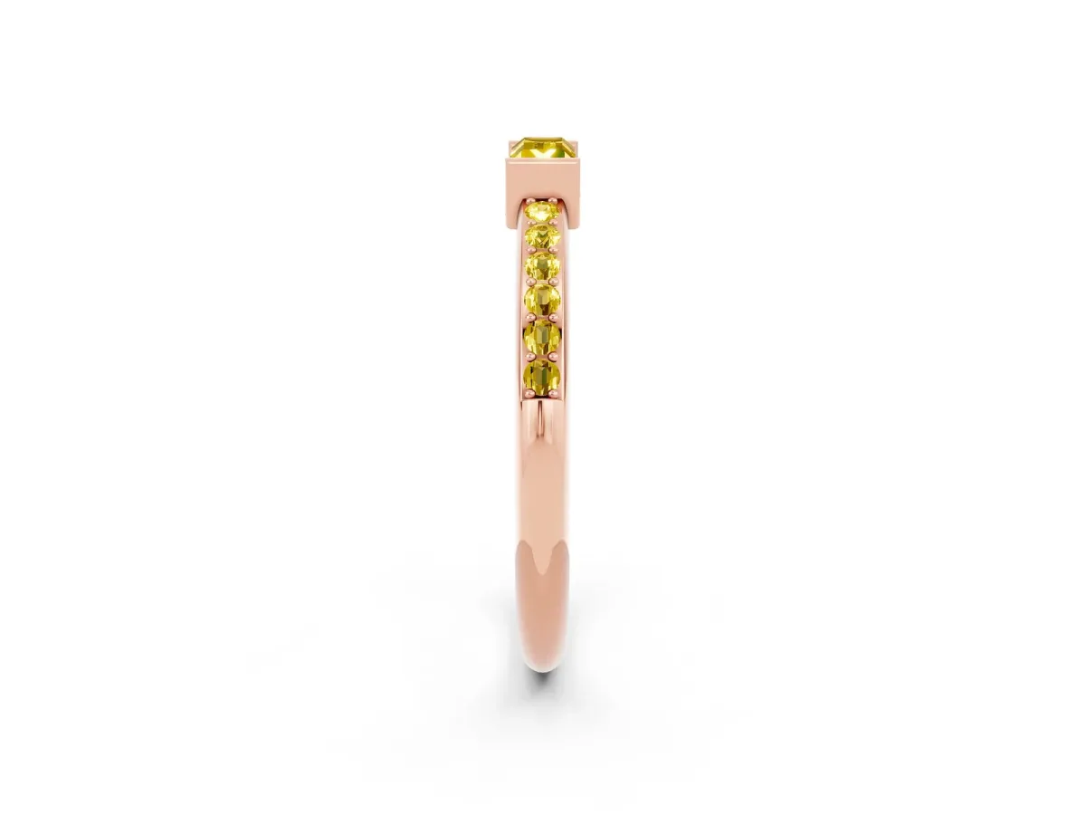 Baguette Yellow Sapphire Pavé Band with Bar Setting Rose gold