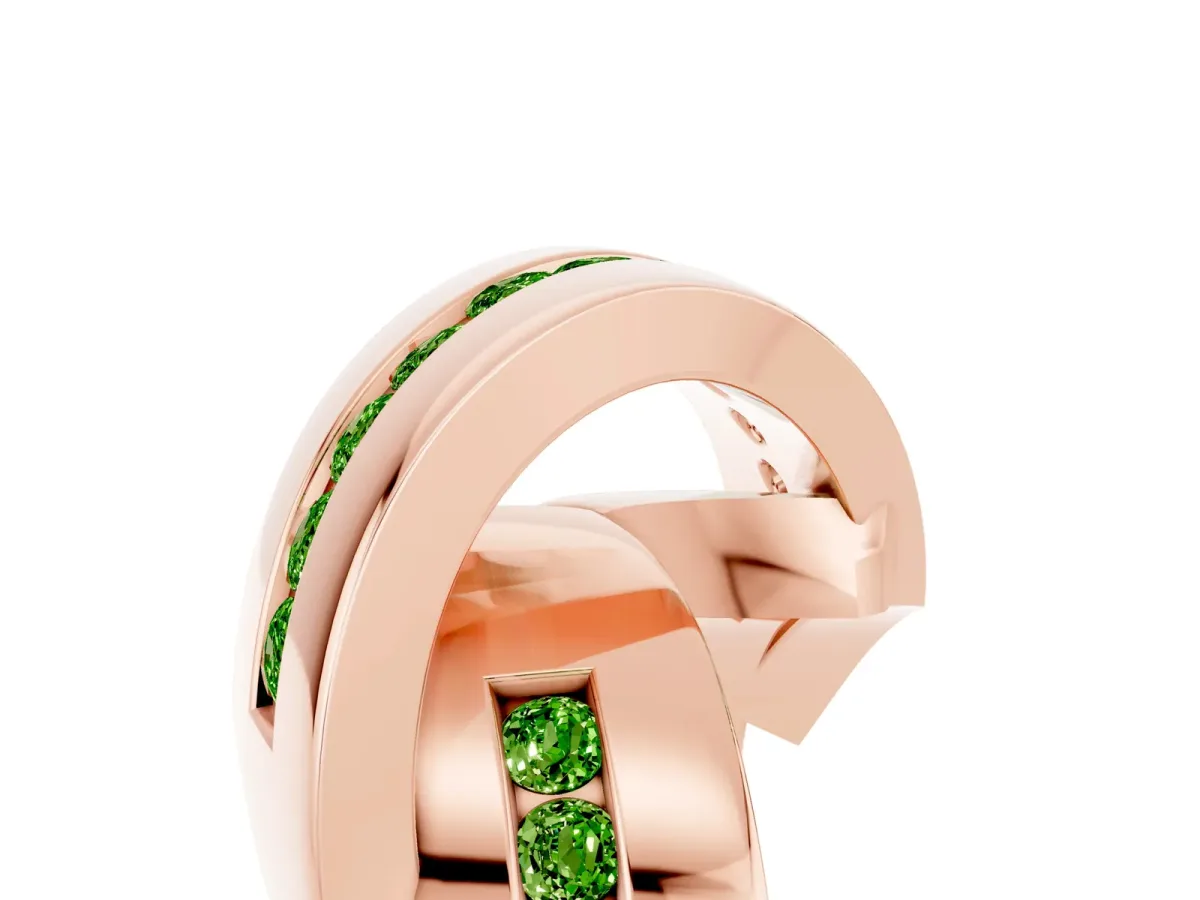 Pavé Round Peridot Crossover Band with Channel Setting Rose gold