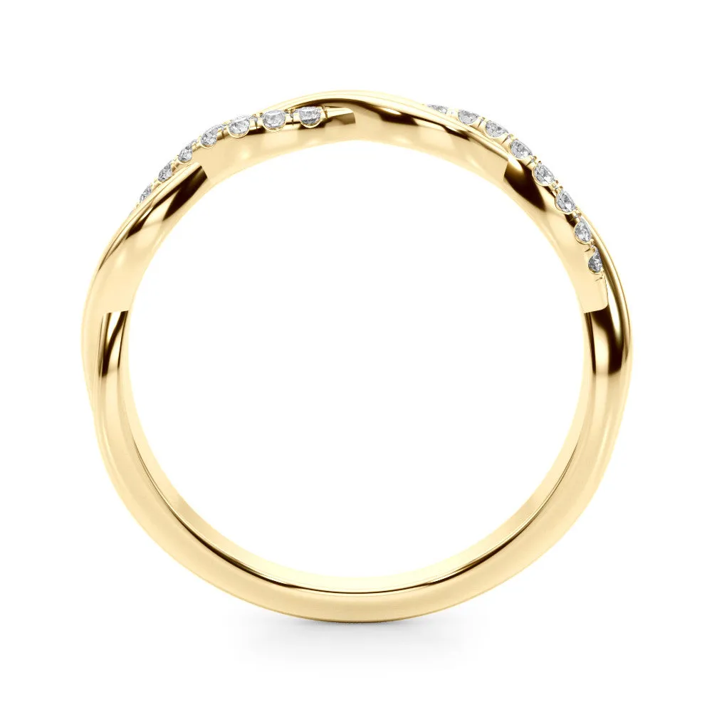 Twisted Pave Round Diamond Infinity Band with Channel Setting Yellow gold