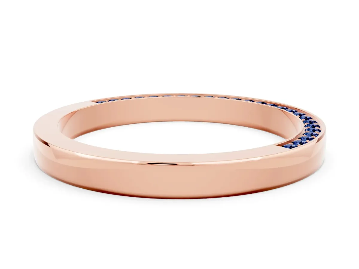 Pavé Round Blue Sapphire Channel Set Band Rose gold