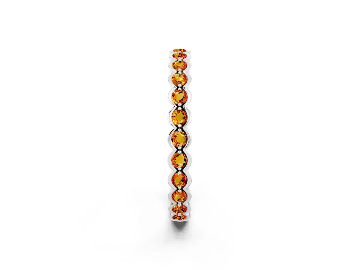 Round Citrine Bezel Set Eternity Band Platinum
