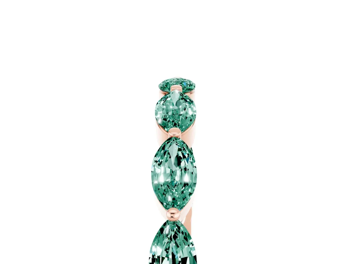 Marquise Green Sapphire Half Eternity Band with Prong Setting Rose gold