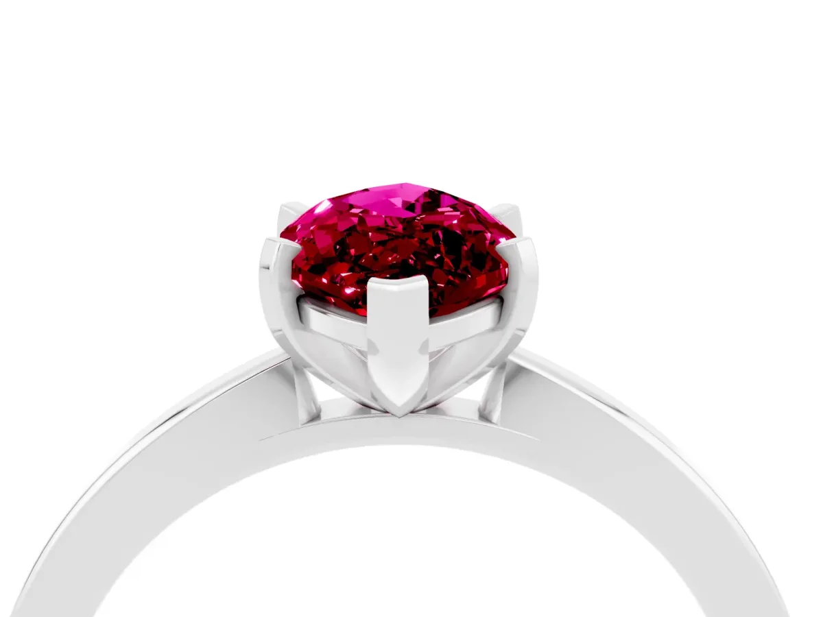 Marquise Cut Garnet Solitaire Engagement Ring with Classic Band and Four-Prong Setting Platinum