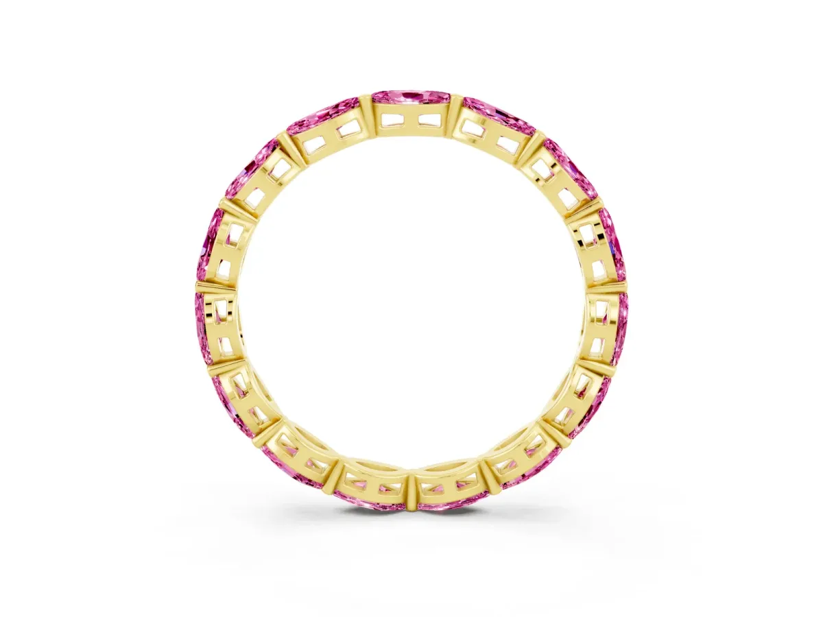 Marquise Pink Sapphire Eternity Band with U-Prong Setting Yellow gold